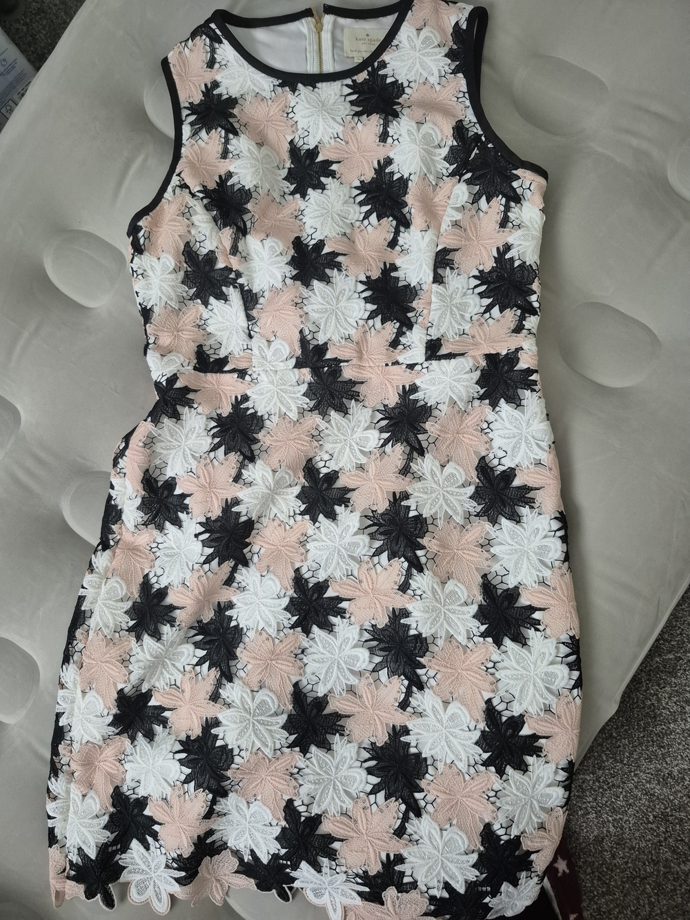 kate spade Sleeveless Floral Lace Sheath Dress in Blush, White & Black